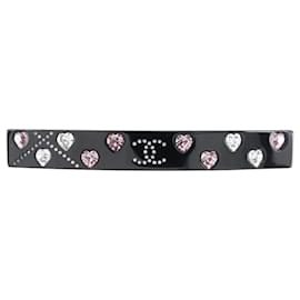 Fermaglio in plastica con strass a forma di cuore Chanel Coco Mark