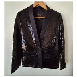 Schwarze Blazer, Pailletten, Größe 36, Maje