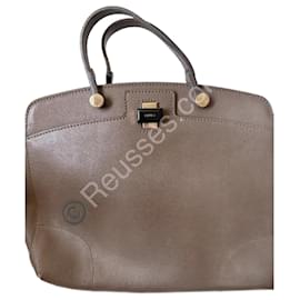 Borsa Furla in Pelle Taupe – Ottime Condizioni – Con Tracolla e Lucchetto