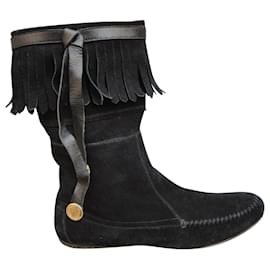 Bottines Gucci Noires en Daim à Franges