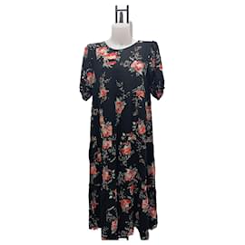 Langes schwarzes Blumenkleid Größe XL Desigual