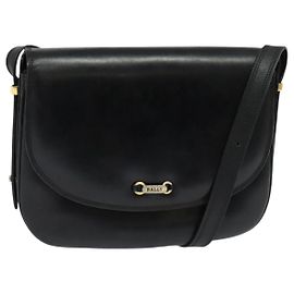 BALLY Schultertasche aus Leder Schwarz Gold Auth BA2914