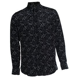 Saint Laurent, camisa de seda negra con estampado floral 2018