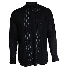 Saint Laurent, camisa preta com traços de lurex em meia-lua