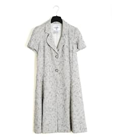Chanel 2010 Chaqueta FR40 Blanca Negra Algodón Tweed Chaleco Sin Mangas UK12 US10