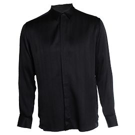 Chemise en soie noire à rayures Saint Laurent 2018