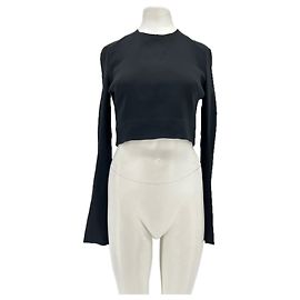 Camiseta crop negra de manga larga David Koma