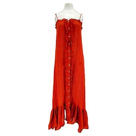 Vestido maxi de lino terracota Lisa Marie Fernandez
