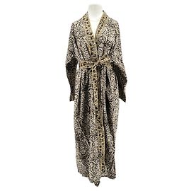 Autre Marque Kimono lungo stampato SIMRANE con cintura marrone cotone