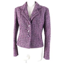 Chaqueta de tweed Chanel púrpura 36 mujeres
