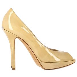 Christian Dior Dior Miss Dior Zapatos Peep-Toe en Cuero Patente Amarillo