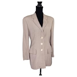 Genny giacca marrone beige a quadretti vintage 1990s