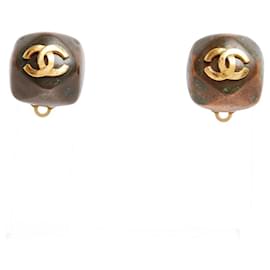 Chanel Clip-Ohrringe 1998 Golden CC auf Kupfer Clip-Ohrringe