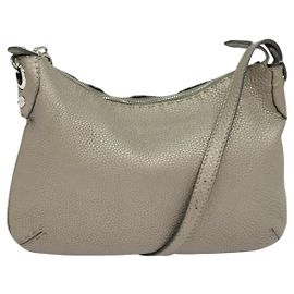 Borsa a Spalla FENDI Celeria in Pelle Grigia Argento Autentica hk2788