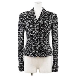 Chaqueta de tweed Chanel en mezcla de lana negra multicolor