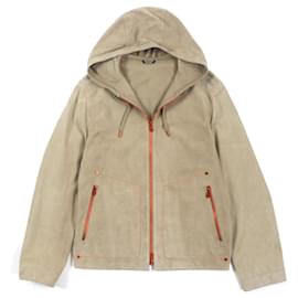 Giacca con cappuccio zip in pelle di renna HERMES - Hermès