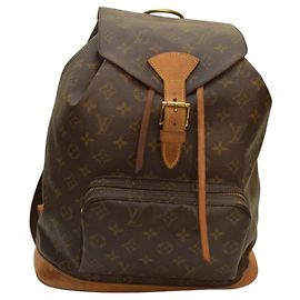 Zaino Montsouris Monogram Louis Vuitton in tela monogram marrone e naturale