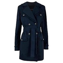 Chanel Pastoral Schwarzer Trenchcoat mit CC Gripoix Knöpfen 34 FR