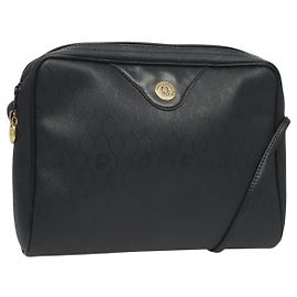 Borsa a spalla in tela a nido d'ape Christian Dior PVC blu navy oro Auth BA2781