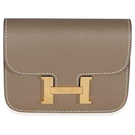 Portafoglio Slim Constance Epsom Etoupe Hermès GHW