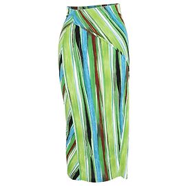 Gonna midi aderente a righe multicolore in poliestere di Diane Von Furstenberg
