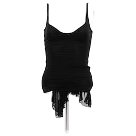 Top negro Gucci con tirantes morados