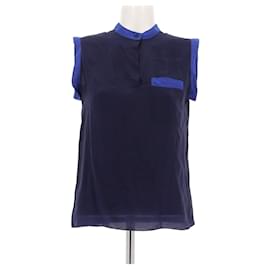Top sin mangas de seda Lanvin Azul