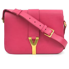 Rosa Leder Schultertasche von Saint Laurent