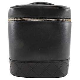 Pochette Vanity Chanel Vintage in Pelle di Agnello Nera
