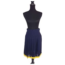 Genny gonna preppy in seta blu e gialla vintage 1990s