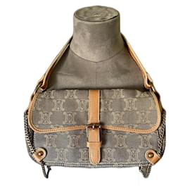 Céline Macadam Handtasche Denim und Leder Gold Marineblau