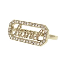 Chanel Doppel-Finger-Goldring mit Kunstperle