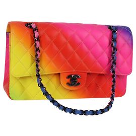 CHANEL Borsa a Spalla Matelassé con Catena in Pelle di Agnello Rainbow CC Auth 122426SM