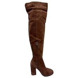 Botas altas de tacón bloque Gianvito Rossi en ante marrón