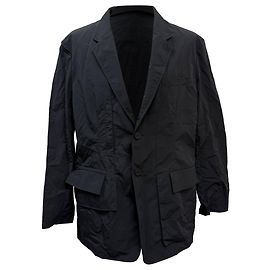 Y3 Y-3 Einreiher Crinkled Blazer aus schwarzer Baumwolle