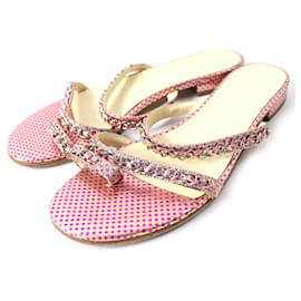 Chanel COCO Chain Flache Sandalen Rosa 35.5