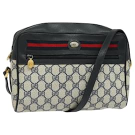 GUCCI GG Supreme Sherry Line Borsa a Spalla PVC Blu Navy Oro 001 56 6472 Auth yk18475