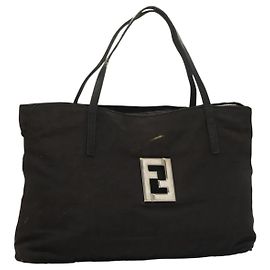 Borsa a mano in tela Zucca FENDI nera argento autentica hk2785