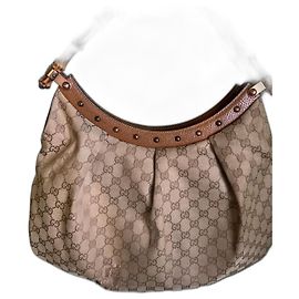 Borsa a mano Gucci Bamboo Edition Beige in tessuto