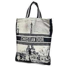 Borsa tote Christian Dior in cotone blu
