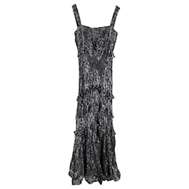 Saloni Chandra Ruffled Evening Dress in Black Silk - Autre Marque