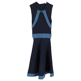 Vestido mini sin mangas en viscosa azul marino de Fendi