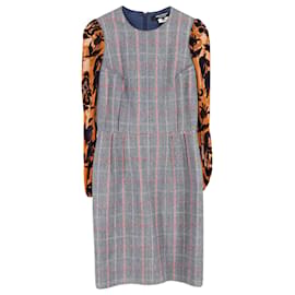 Vestido de manga de terciopelo a cuadros Junya Watanabe en lana multicolor