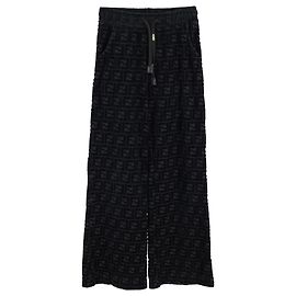 Fendi FF Weite-Hosen mit Kordelzug aus schwarzem Samt