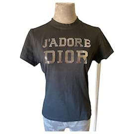 Camiseta Dior I Love Dior negra de algodón con strass dorados