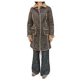 Ikks Lederjacke hellbraun mit Kunstpelz