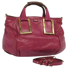 Chloé Etel Borsa a Mano in Pelle 2 vie Rosa Oro Auth BA2946