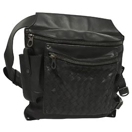 Autre Marque BOTTEGA VENETA INTRECCIATO Hüfttasche Leder Schwarz 121604 Auth fm4696
