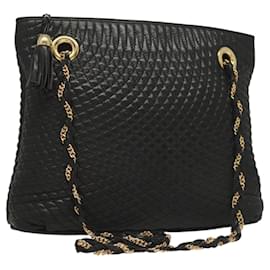 Borsa a spalla BALLY in pelle nera e oro Auth th6147 - Bally