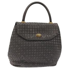 Borsa a mano BALLY in pelle grigia dorata Auth BA2912